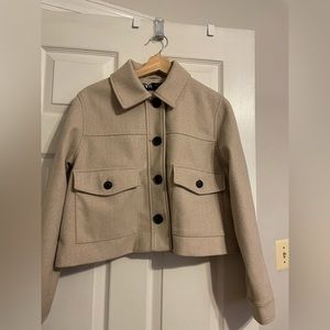 Zara cropped jacket overshirt in beige